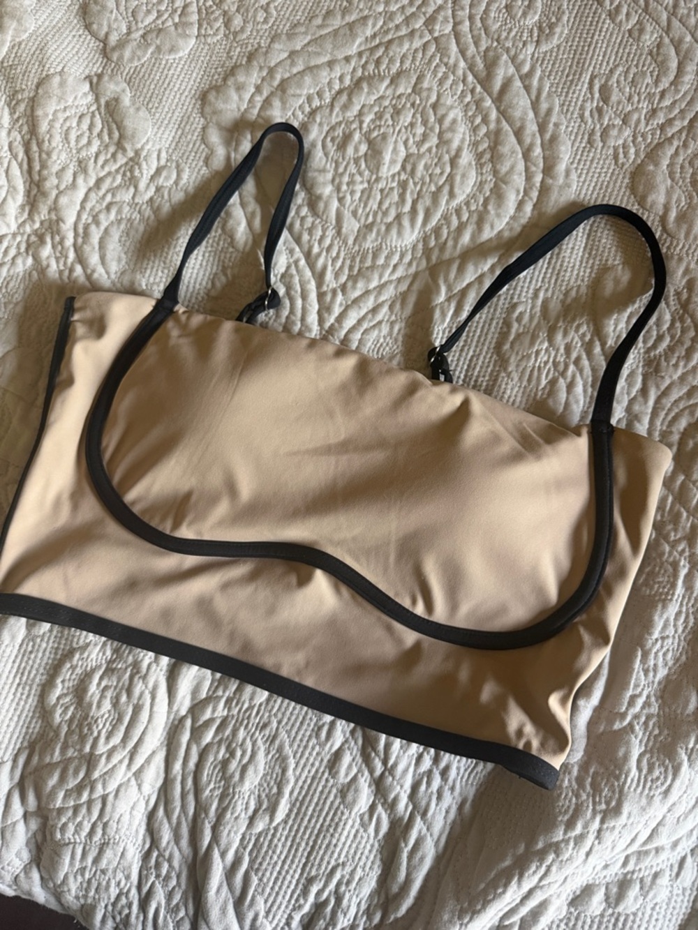 SHEIN Beige and Black Trim Bralette Top